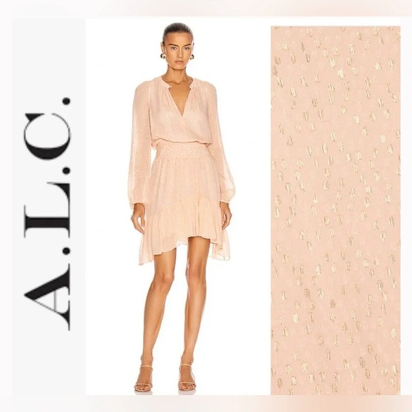 A.L.C. Dresses & Skirts - NWT A.L.C. Sidney Silk Dress in Pale Pink and Metallic Gold 0